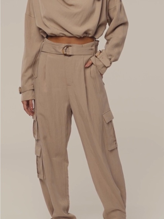 JLUXLABEL Pants - Cargo High-Waist Pants & Crop mock neck top